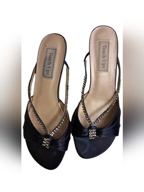 Touch Ups Navy Rhinestone Kitten Heels